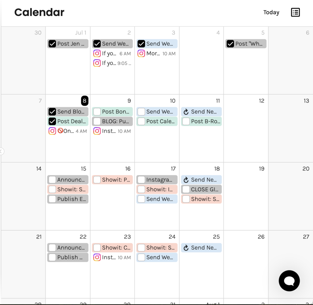 Screenshot of Enji's Calendar and Social Media Scheduler